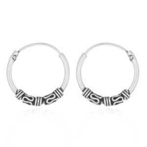 A pair of folklore balinese fourteen mm hoop earrings 925 silver