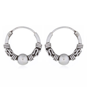 A pair of vintage twelve mm balinese hoops 925 silver earrings