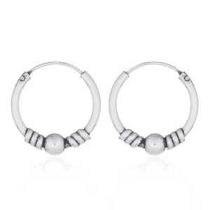 A pair of ball in twisted wire sixteen mm bali hoops 925 silver earrings