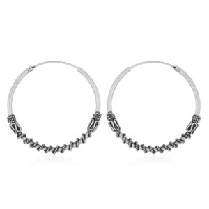 A pair of balinese tribal twisted wires hoop earrings 925 silver