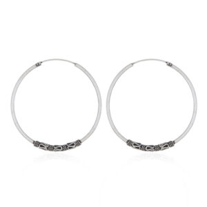 A pair of triple waves in twisted plain wire 925 silver bali hoop earrings
