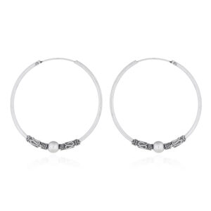 A pair of tribal balinese hoop earrings 925 silver