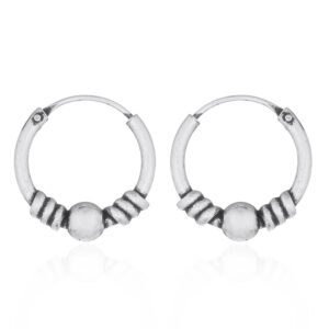 A pair of ball in twisted wire fourteen mm bali hoops 925 silver earrings