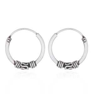 A pair of ethnic bali hoops twelve mm 925 silver earrings