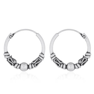 A pair of eighteen mm balinese hoops 925 silver earrings