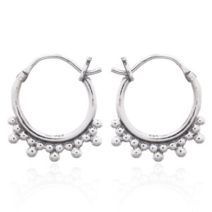 A pair of 925 silver hoop beaded ethnic boho earrings
