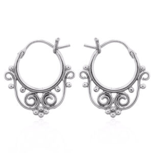 A pair of alluring ethnic boho hoop earrings 925 silver