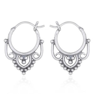 A pair of bohemian dotted ethnic hoop earrings 925 silver