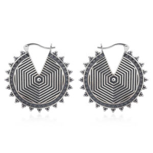 A pair of mazed pattern boho 925 silver hoop earrings