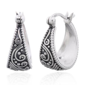 A pair of stunning ornamented style hoops earrings 925 silver