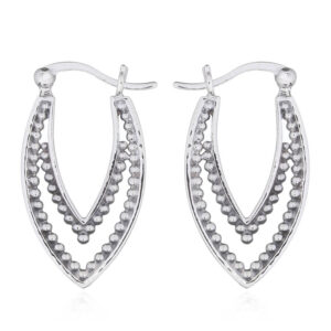 A pair of antiqued floral filigree sterling silver hoop earrings