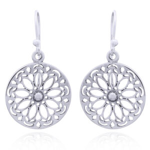 A pair of wholesale mandala silver dangle earrings