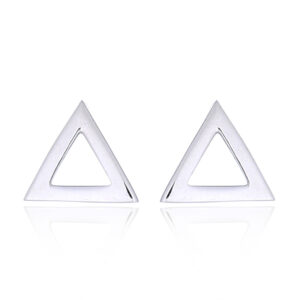 A pair of polished silver triangle stud earrings