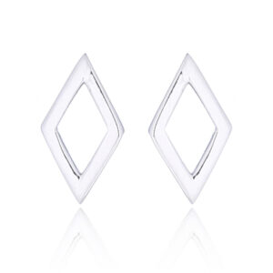 A pair of polished silver open diamond stud earrings