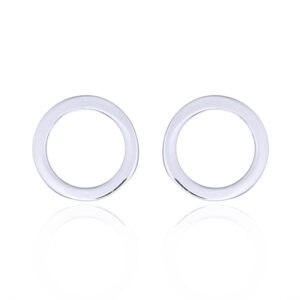 A pair of polished silver open circle stud earrings