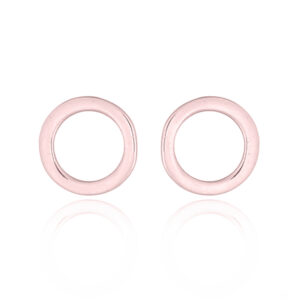 A pair of brushed silver 8mm circle studs rose gold plated