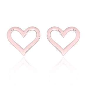 A pair of brushed silver heart earrings rose gold plated