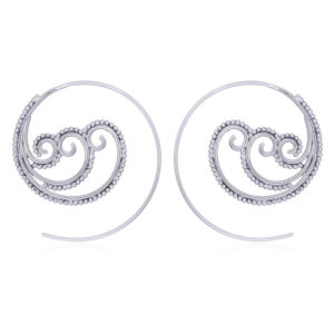A pair of silver spiral earrings triple wave