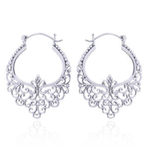 A pair of ornamented ajoure 925 silver hoop earrings