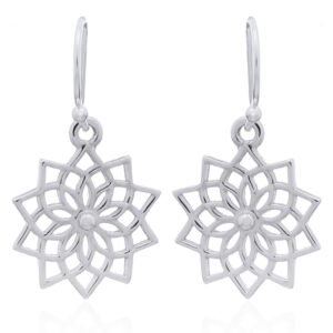 A pair of open lotus mandala dangle earrings
