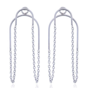 A pair of silver chain front back studs earrings