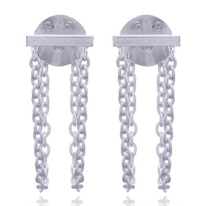 A pair of front and back silver bar stud earrings