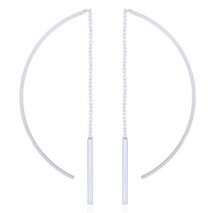 A pair of curved wire hook and chain thread earrings