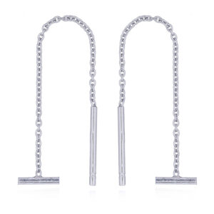 A pair of pull-through silver bar 925 silver earrings