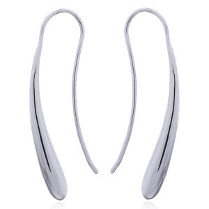 A pair of slim curved teardrop 925 silver earrings