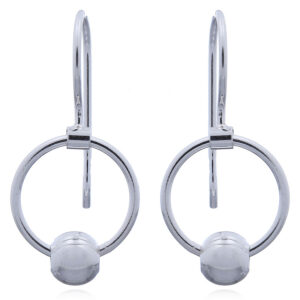 A pair of silver hoop and ball drop earrings