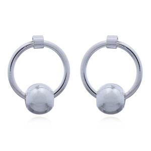 A pair of silver hoop and ball stud earrings
