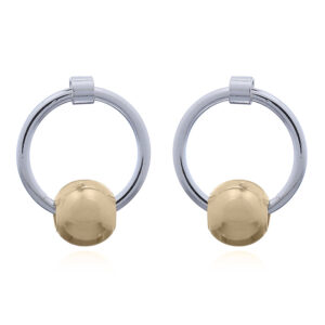 A pair of 925 silver hoop and yellow gold plated ball stud earring