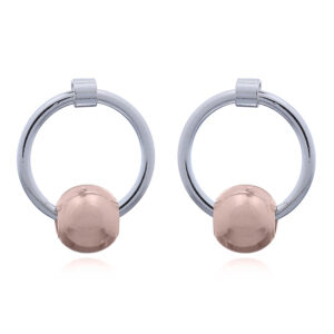 A pair of 925 silver hoop and rose gold plated ball stud earring