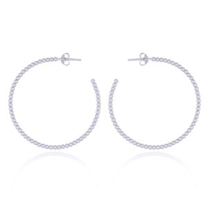 A pair of beaded sterling silver hoop stud earrings