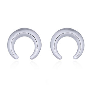 A pair of crescent moon silver stud earrings