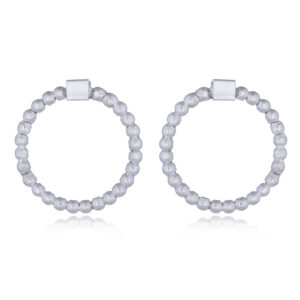 A pair of polished circle and beads 925 silver stud earrings
