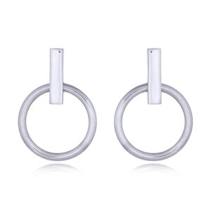A pair of small hoop earring in bar studs sterling silver