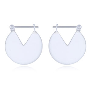 A pair of polished finish 925 silver modern round hoops