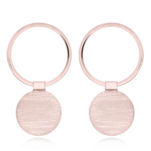 A pair of circle with hinged brushed disc rose gold plated silver studs