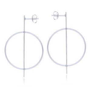 A pair of circle statement bar geometric 925 silver stud earrings