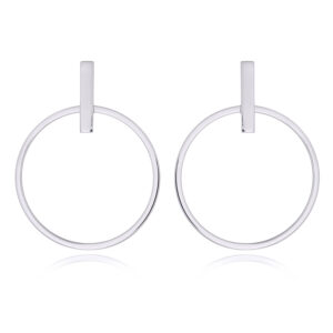 A pair of bar stud hoop sterling silver earrings