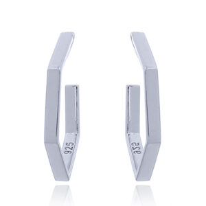 A pair of open hexagon sterling silver stud earrings