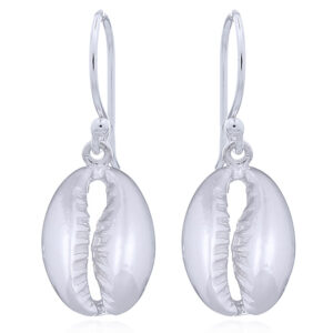 A pair of sterling silver cowrie shell dangle earrings