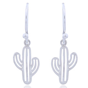 A pair of saguaro cactus silver dangle earrings