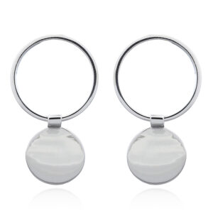 A pair of sterling silver stud earrings with plain disc