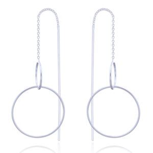 A pair of 925 silver threader earrings with circles