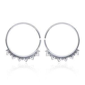 A pair of beaded petals on silver round drop earrings