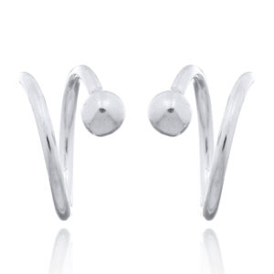 A pair of spiral round tune silver drop earrings