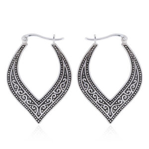 A pair of opened marquise vintage hoop earrings by 925 silver