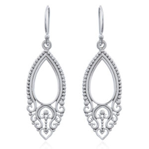 A pair of ancient beaded teardrop sterling silver earrings